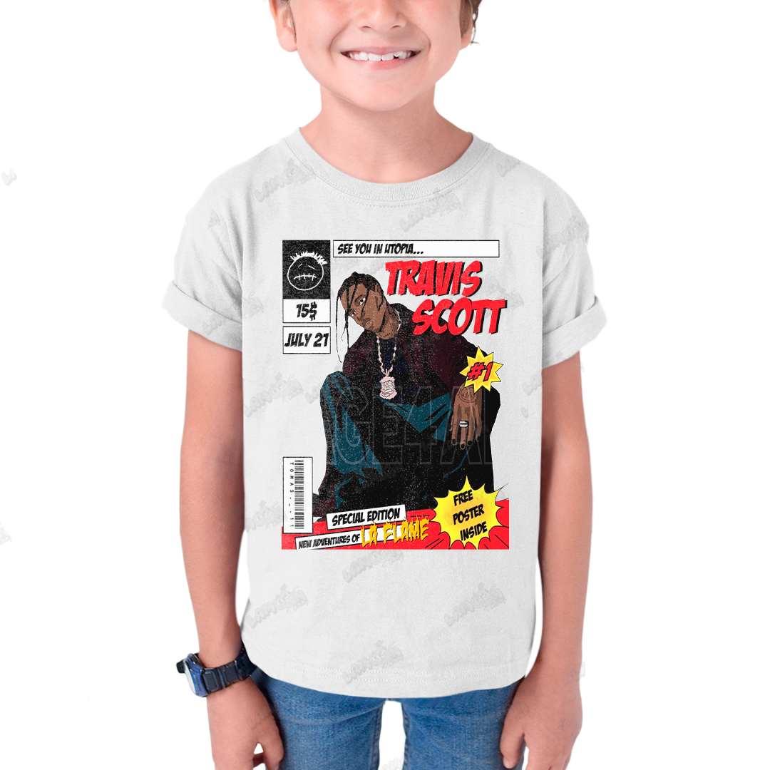 Camiseta Infantil Algodão Travis Scott See You In Utopia