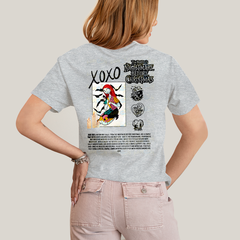 Camiseta Estampada Unissex Jack Skellington e Sally Girl BFF ou casal FC