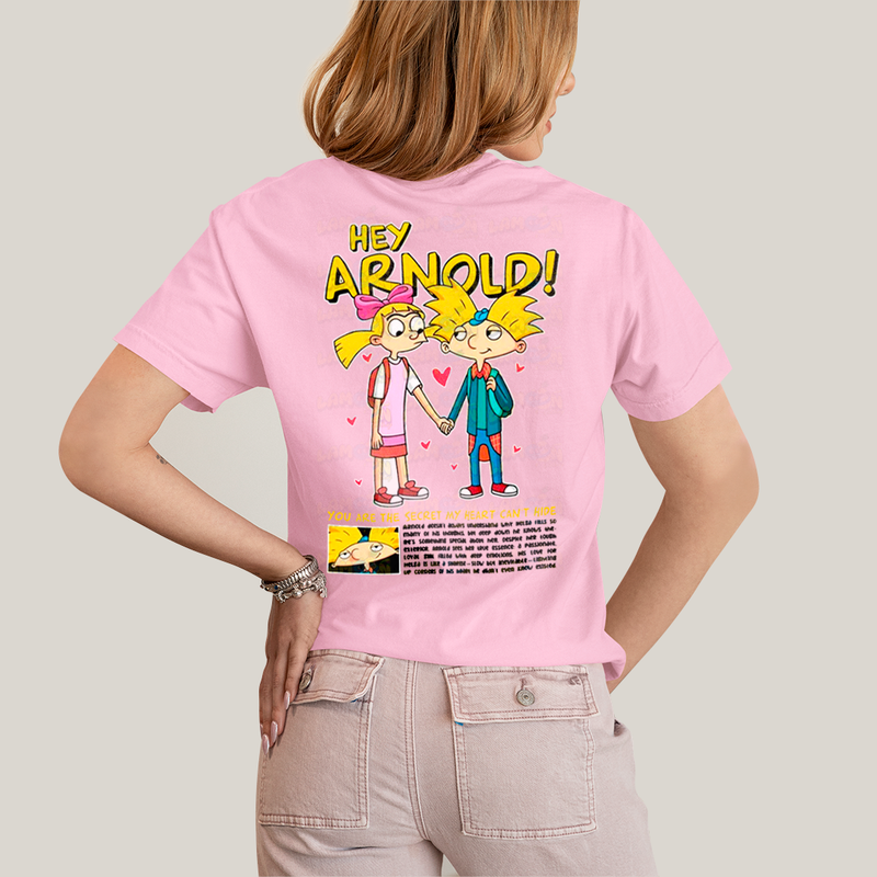 Camiseta Estampada Unissex Arnold e Helga BFF ou casal FC