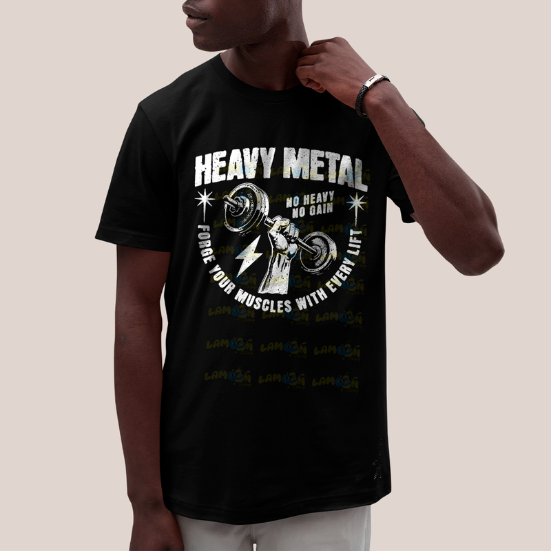 Camiseta Algodão Unissex T shirt Academia Heavy Metal No Heavy No Gain