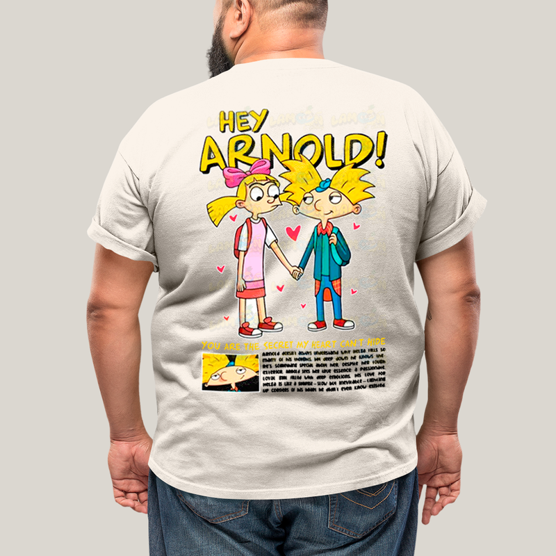 Camisa Algodão Unissex T shirt PLus Size Arnold & Helga BFF ou casal FC
