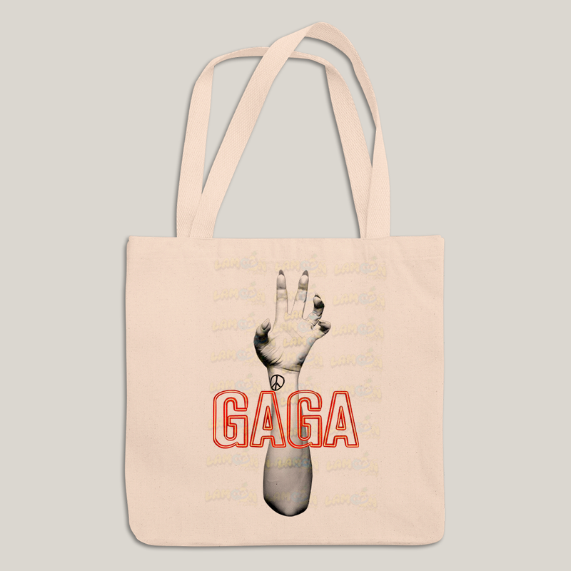 Sacola Ecobag Bolsa 38X40 Algodão- lady Gaga mao hand