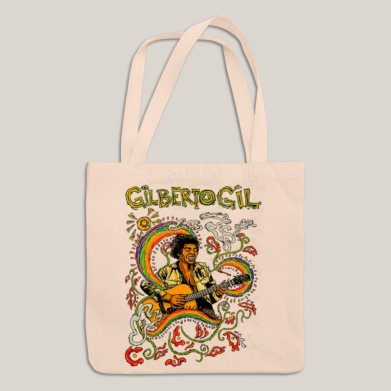Sacola Ecobag Bolsa 38X40 Algodão- Gilberto GIl arco irris colorido