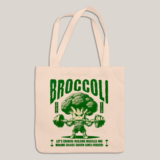 Sacola Ecobag Bolsa 38X40 Algodão- Broccoli Maromba lets crunch Brócolis academia