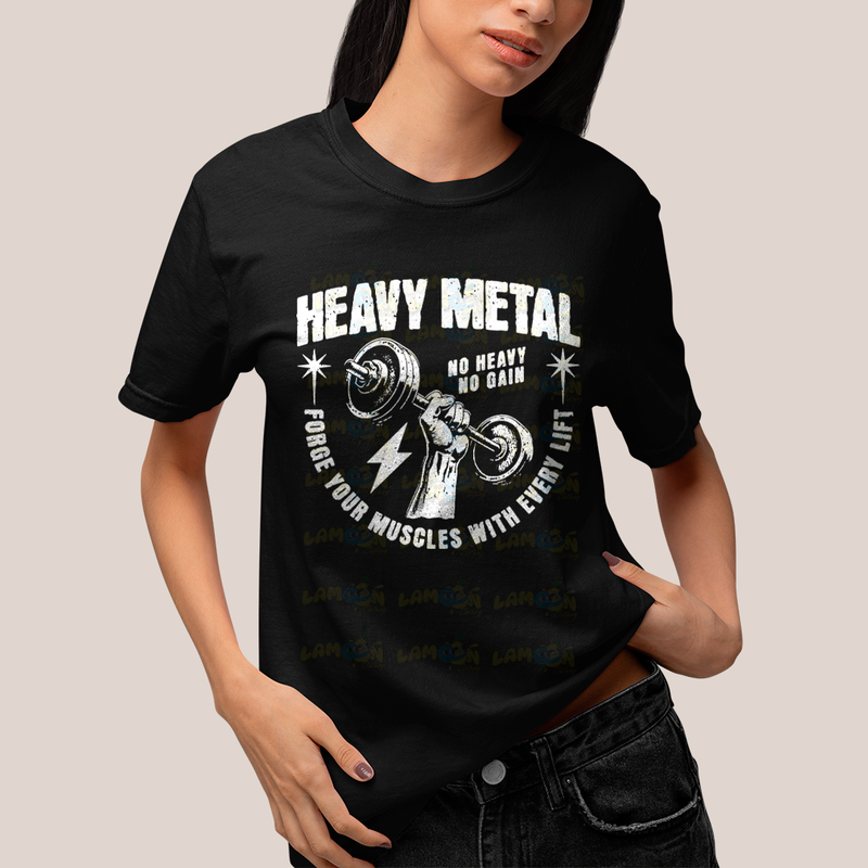Camiseta Algodão Unissex T shirt Academia Heavy Metal No Heavy No Gain