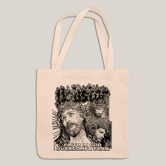 Sacola Ecobag Bolsa 38X40 Algodão Jesus Cristo Faith In God overcomes fear