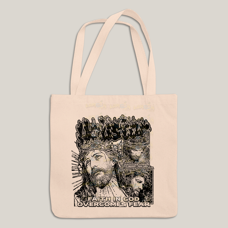 Sacola Ecobag Bolsa 38X40 Algodão Jesus Cristo Faith In God overcomes fear