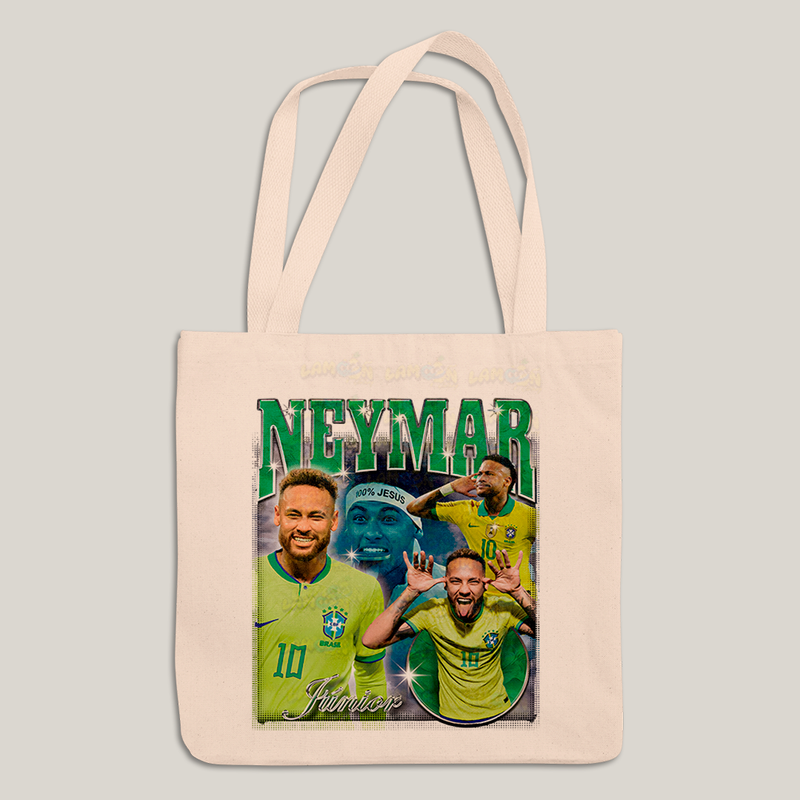 Sacola Ecobag Bolsa 38X40 Algodão- Neymar Júnior 100% Jesus jogador de futebol