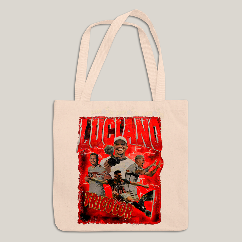 Sacola Ecobag Bolsa 38X40 Algodão Graphic Tee Luciano Tricolor Jogador de Futebol São Paulo