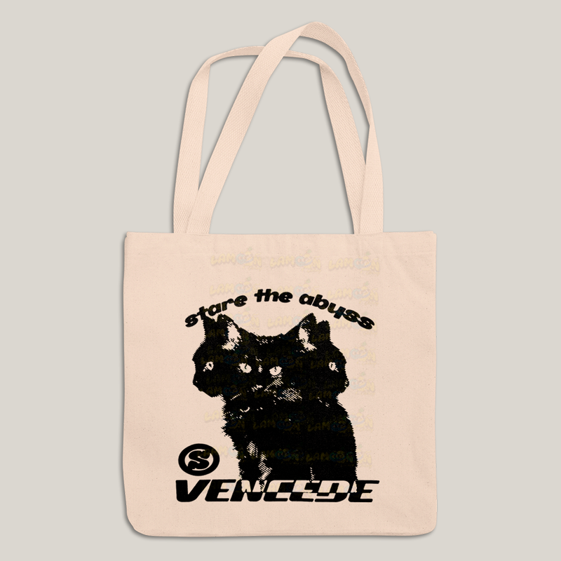 Sacola Ecobag Bolsa 38X40 Algodão-  Vencede gato cat stare the abhss