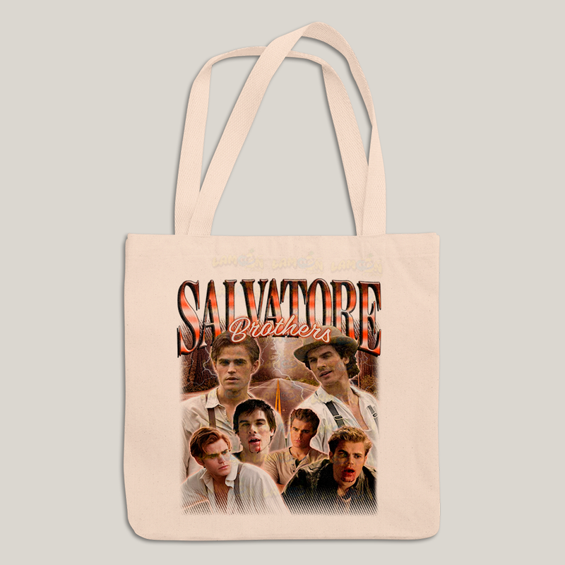 Sacola Ecobag Bolsa 38X40 Algodão- Irmãos Salvatore The Vampire Diaries Diários do Vampiro damon stefan
