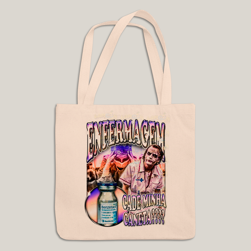 Sacola Ecobag Bolsa 38X40 Algodão- Enfermagem Meme cade minha caneta coringa sus