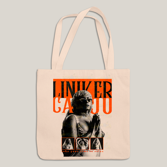 Sacola Ecobag Bolsa 38X40 Algodão-Cantora Liniker Caju Retrô take your time to relax