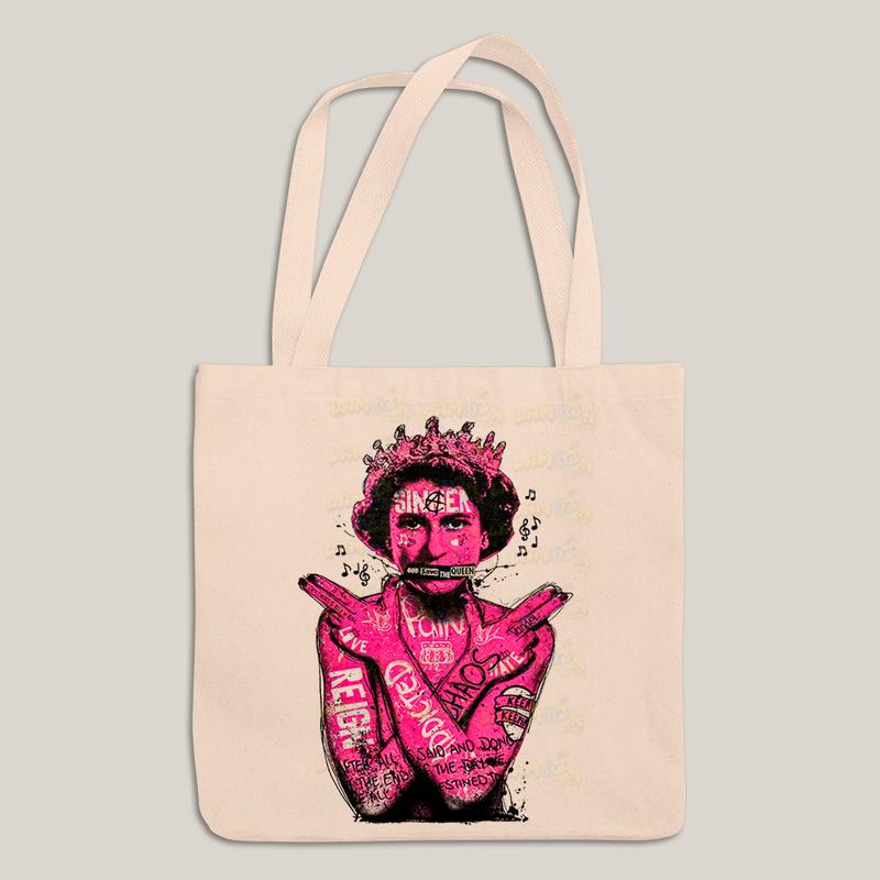 Sacola Ecobag Bolsa 38X40 Algodão- Sex Pistols God Save The Queen rosa pink