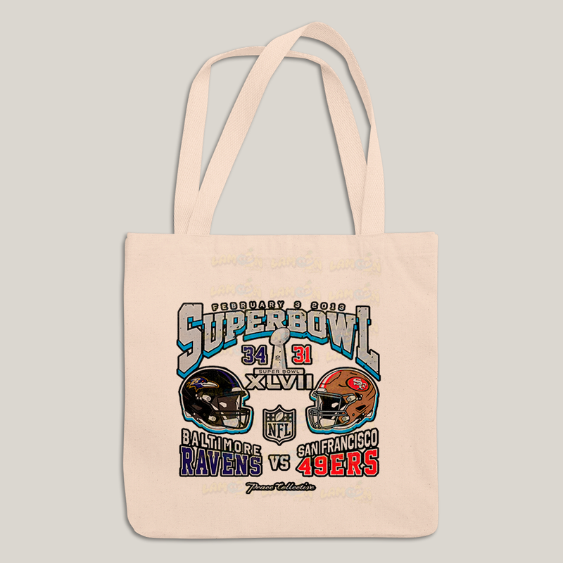 Sacola Ecobag Bolsa 38X40 Algodão- Superbowl Baltimore Ravens vs San Francisco 49ers futebol americano