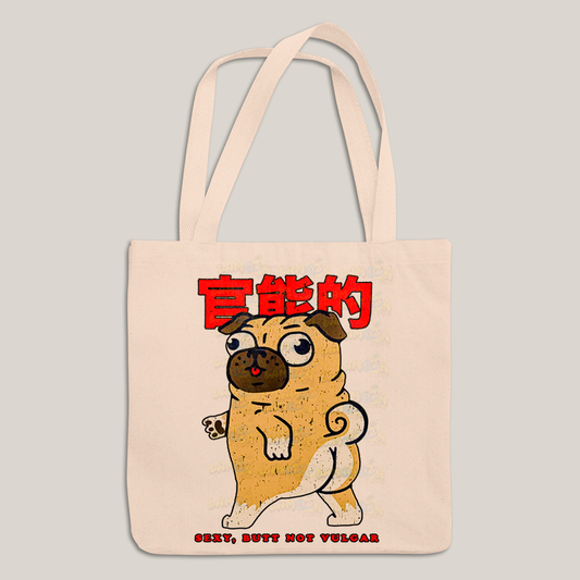 Sacola Ecobag Bolsa 38X40 Algodão- Cachorro Meme pug sexy, butt not vulgar
