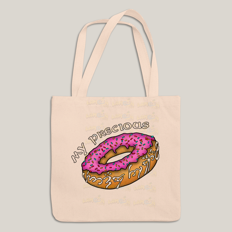 Sacola Ecobag Bolsa 38X40 Algodão - O Senhor dos Anéis Meu Precioso donuts rosquinha rosa my precious