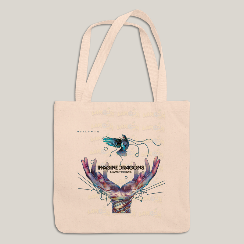 Sacola Ecobag Bolsa 38X40 Algodão- Imagine Dragons Smoke e Mirrors Azul passaro maos