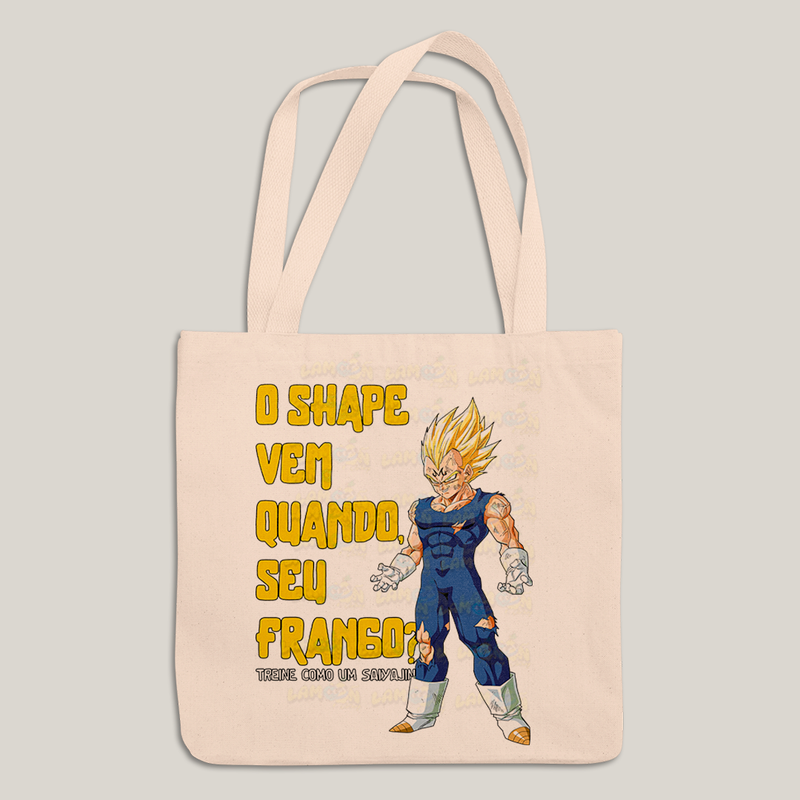 Sacola Ecobag Bolsa 38X40 Algodão- Vegeta O Shape Vem Quando Seu Frango dragonball