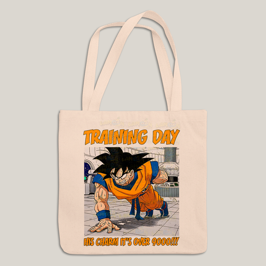 Sacola Ecobag Bolsa 38X40 Algodão- Goku Training Day his charm its over dragon ball