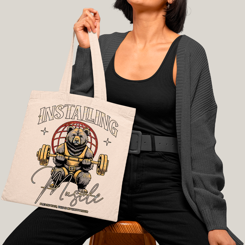 Sacola Ecobag Bolsa 38X40 Algodão- Urso Maromba installing muscle please wait academia