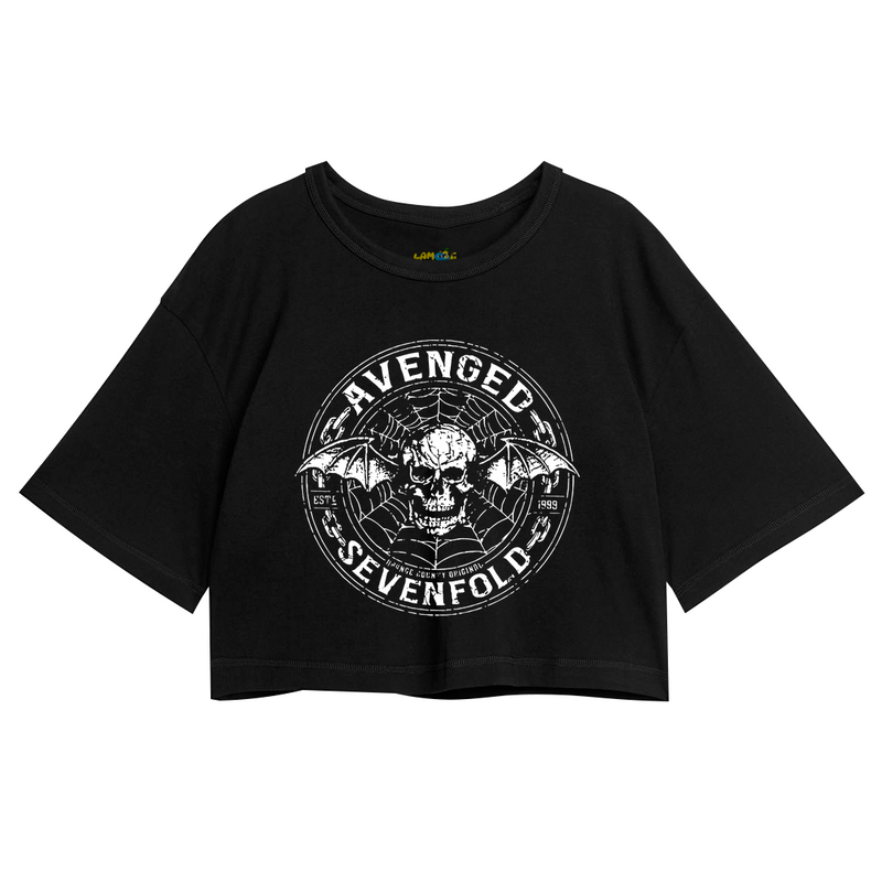 Cropped Oversized Avenged Seven Fold Caveira Logo Dourado