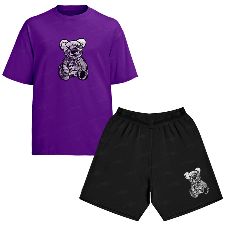 Kit Camiseta e Bermuda Tactel Urso X