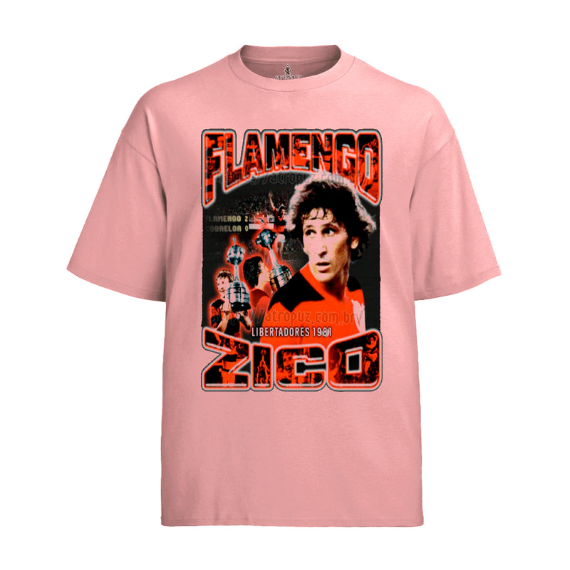 Camiseta Algodão Unissex Tshirt Flamengo Zico Libertadores 1981