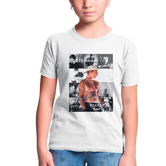 Camiseta Infantil Algodão Justin Bieber The Bieber Tour