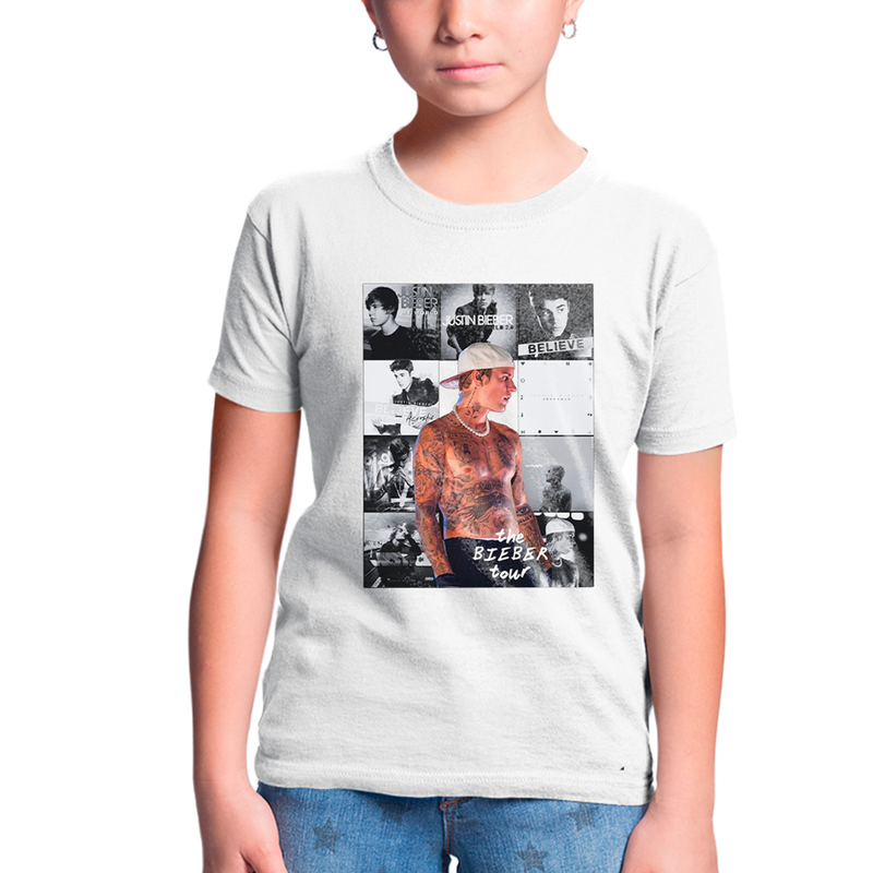 Camiseta Infantil Algodão Justin Bieber The Bieber Tour