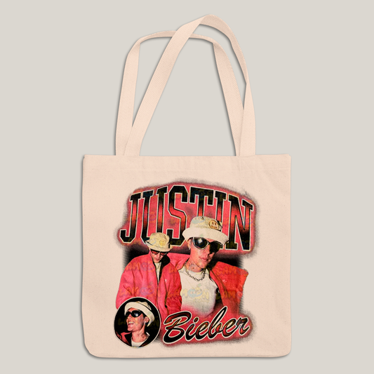 Sacola Ecobag Bolsa 38X40 Algodão Cru Graphic Tee Justin Bieber Vermelho