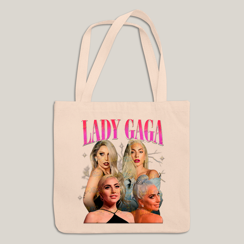 Sacola Ecobag Bolsa 38X40 Algodão Cru Lady Gaga Graphic Pink
