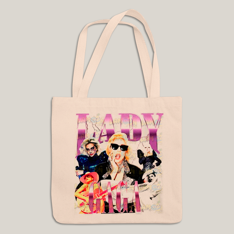Sacola Ecobag Bolsa 38X40 Algodão Cru Lady Gaga Purlple