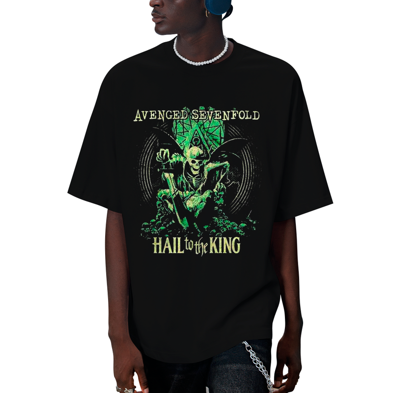 Camiseta Algodão Avenged Seven Fold Caveira Hail  the King