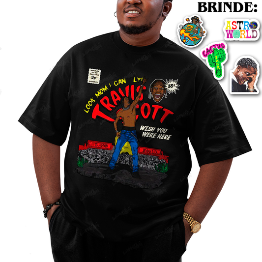 Camiseta Plus Size Algodão Travis Scott Wish You Were Here