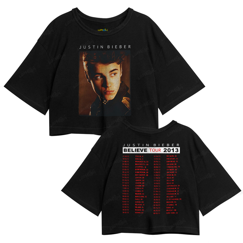 Cropped Oversized Algodão Justin Bieber Believe Tour 2013 FC