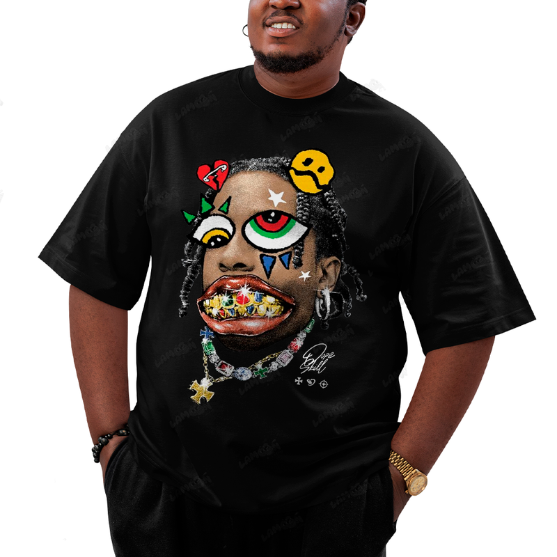Camiseta Plus Size Algodão Travis Scott Dentes de Ouro