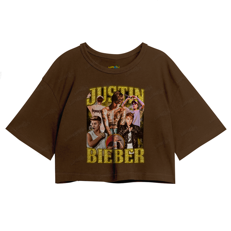 Cropped Oversized Algodão Justin Bieber Yellow