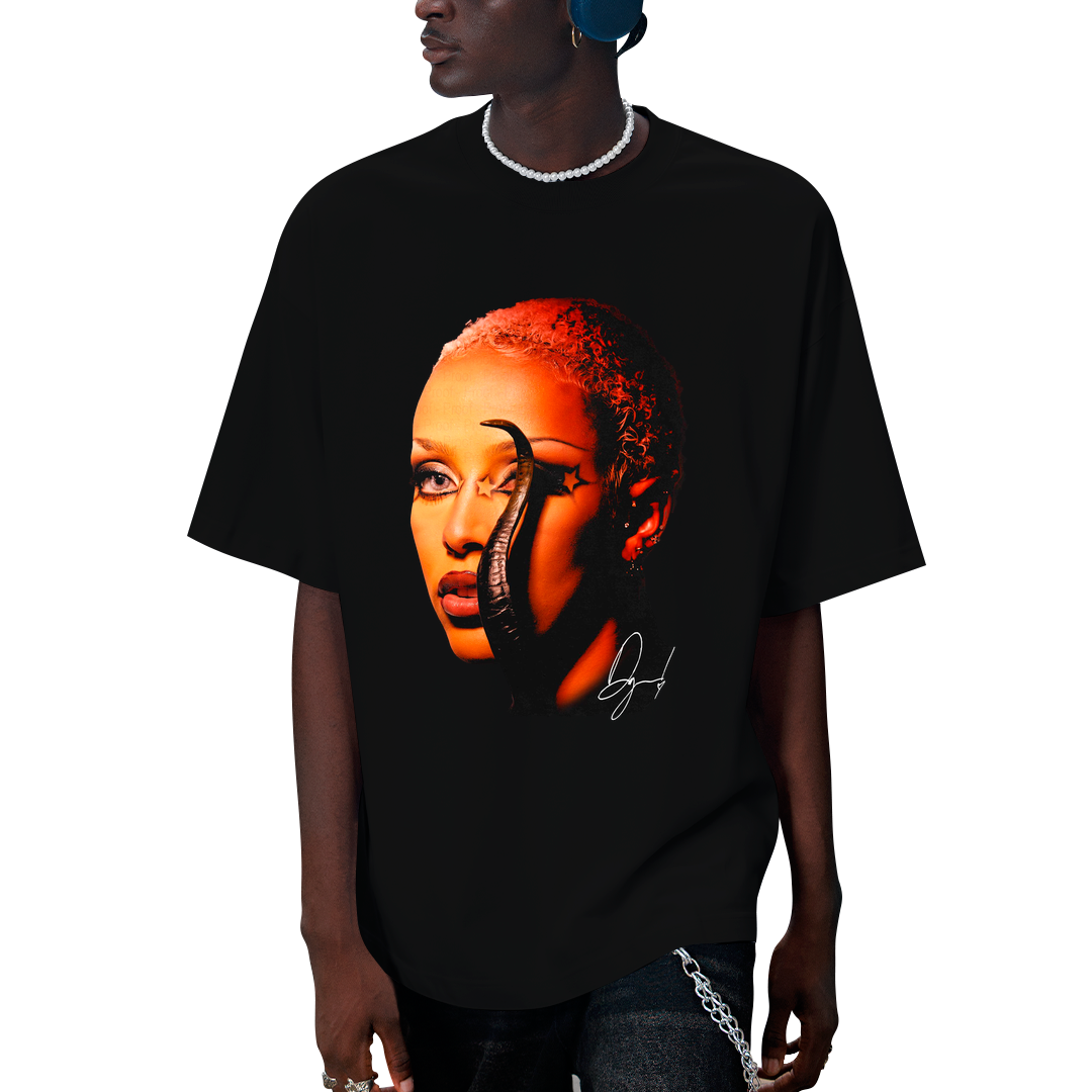 Camiseta Algodão Doja Cat Rosto Star