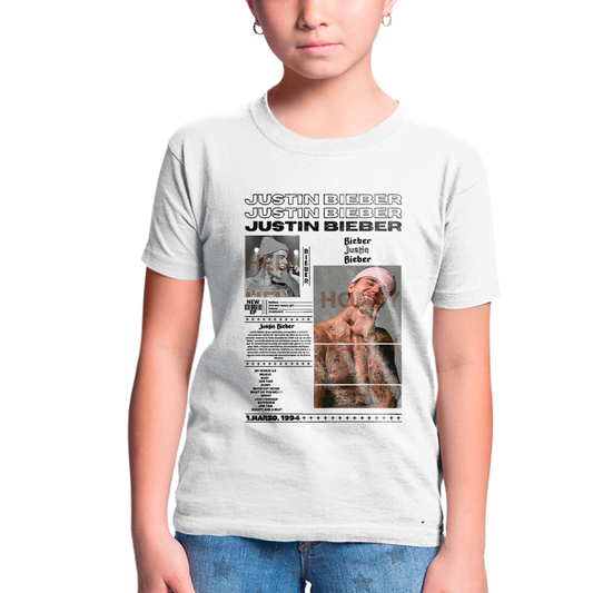 Camiseta Infantil Algodão Justin Bieber New Ep