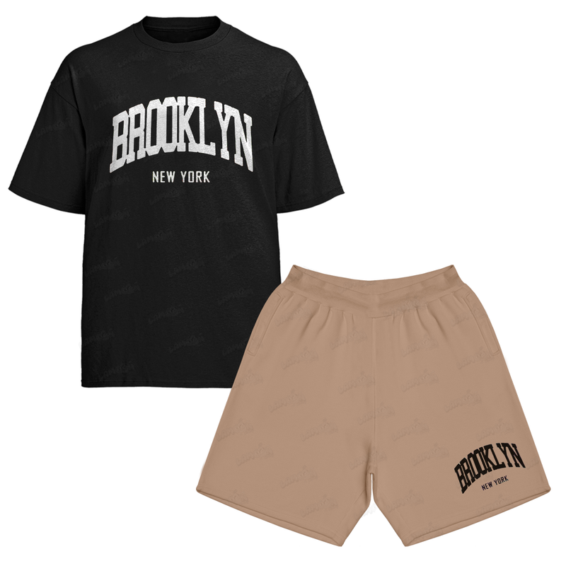 Kit Camiseta e Bermuda Moletom Brooklyn New York