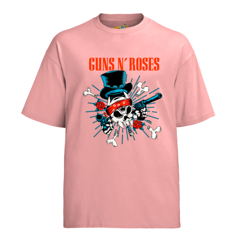 Camiseta Algodão Roses Banda Caveira Gun