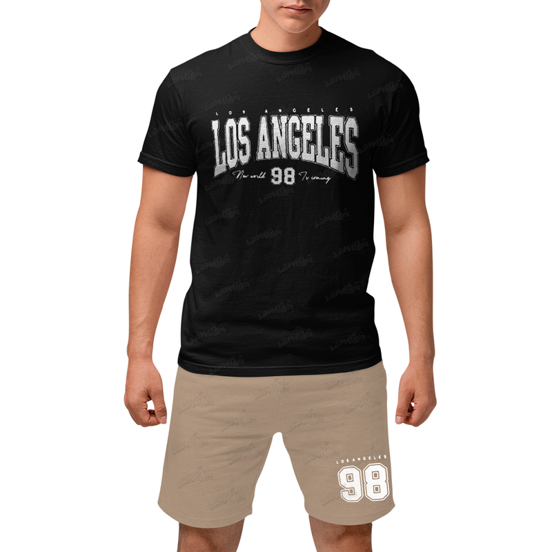 Kit Camiseta e Bermuda Moletom Los Angeles 98