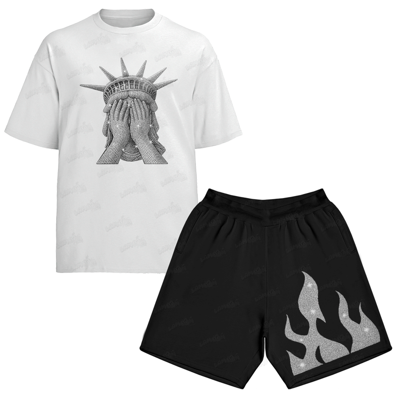 Kit Camiseta e Bermuda Tactel Estatua da Liberdade