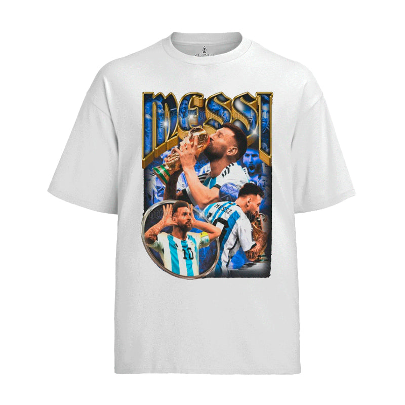 Camiseta Algodão Unissex Tshirt Messi Campeão do Mundo Argentina