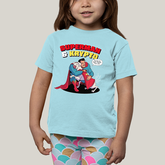 Camiseta Infantil Algodão Unissex T shirt Superman & Krypto Best Friend