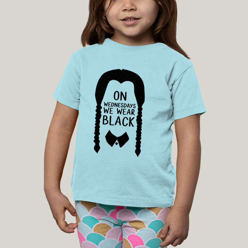 Camiseta Infantil Algodão Unissex T shirt Wandinha Na Quarta Feira Usamos Preto
