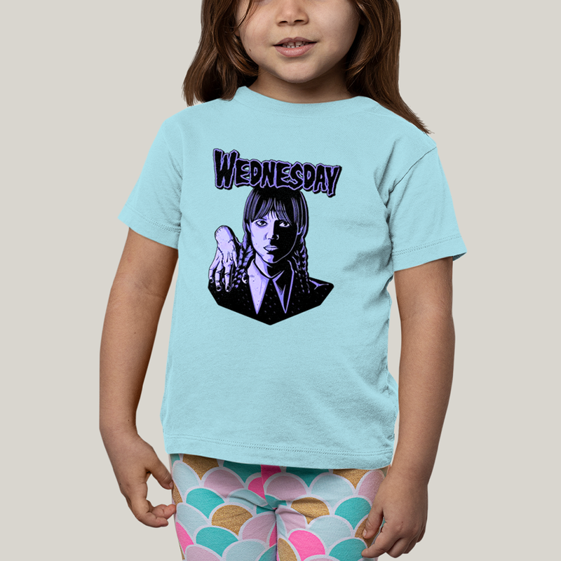 Camiseta Infantil Algodão Unissex T shirt Wandinha Roxo Wednesday