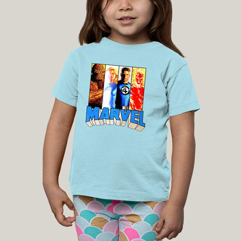 Camiseta Infantil Algodão Unissex T shirt Quarteto Fantástico Marvel Retrô