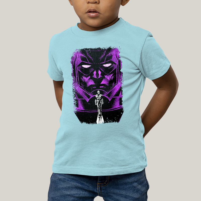 Camiseta Infantil Algodão Unissex T shirt Quarteto Fantástico Galactus & Surfista Prateado